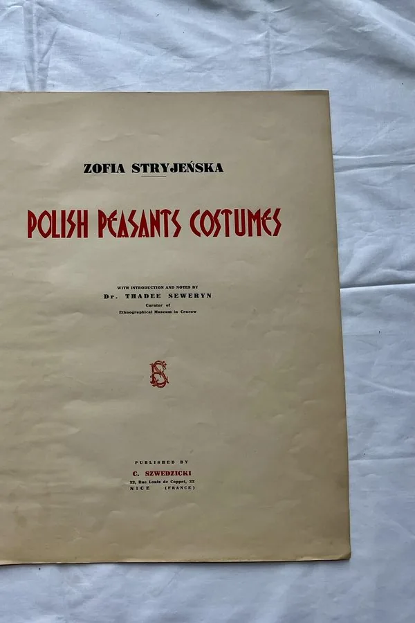 Zofia Stryjeńska, Colophon — numbered edition statement, pochoir from «Polish Peasants Costumes», C. Szwedzicki, Nice, 1939
